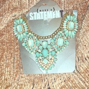 Mint/Gold bling necklace